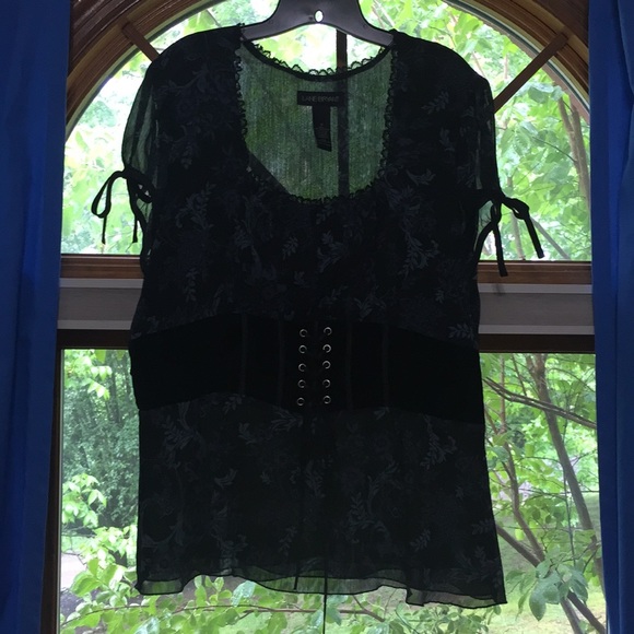 Size 18 Blue flowing top with corset feature - Picture 2 of 10